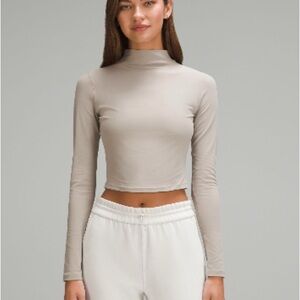 Lululemon All Aligned Mock Neck Long Sleeve Shirt in Riverstone Size 10